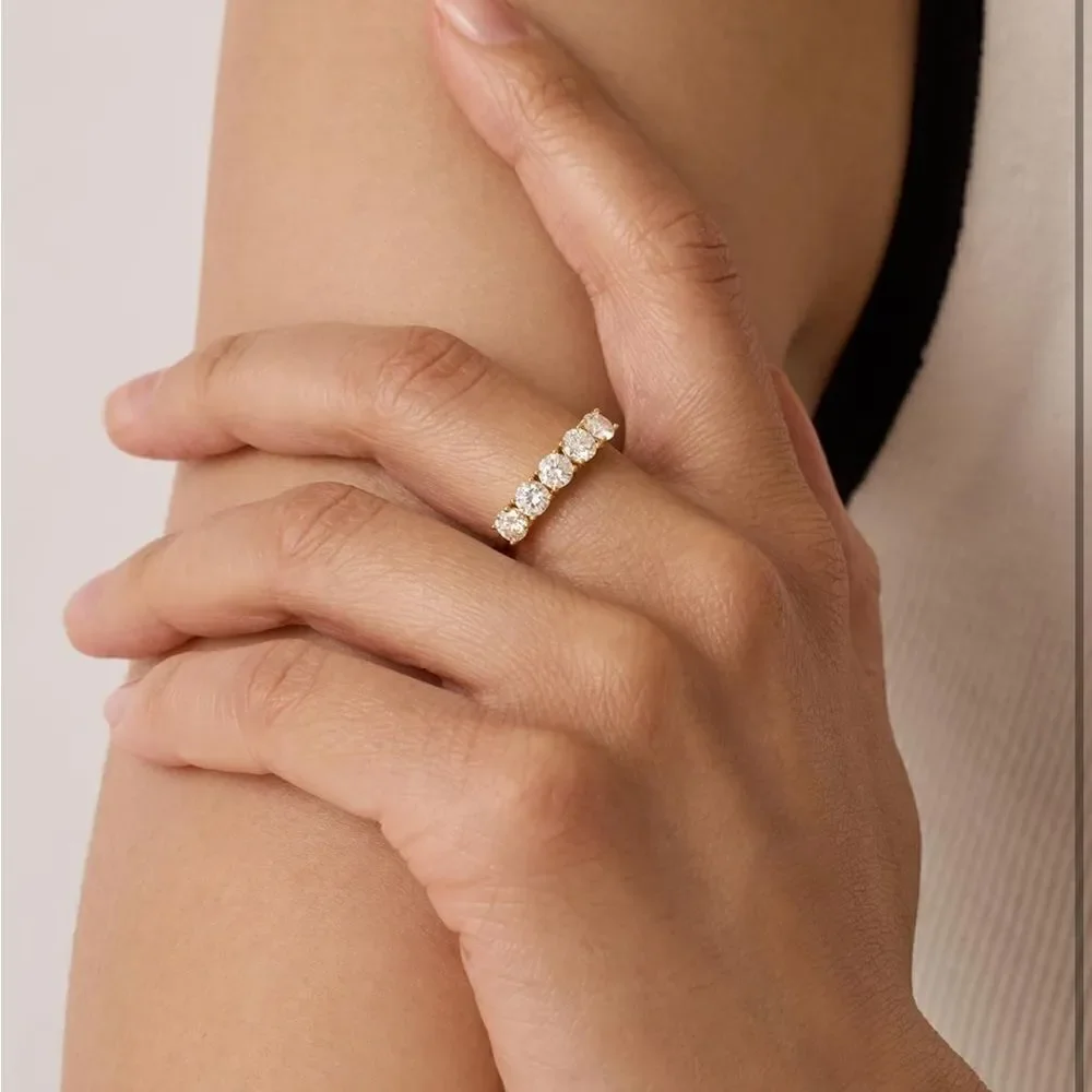 14k Gold Plated Paved Engagement Ring Band